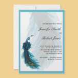Invitación azul de la boda del penacho del pavo re invitaciones