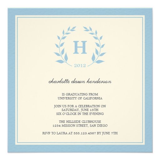 Invitación azul de la clase de la graduación del m