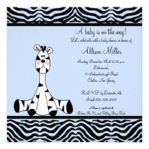Invitación azul de la fiesta de bienvenida al bebé