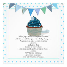 Invitación azul de la fiesta de bienvenida al bebé