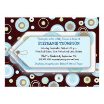 Invitación azul de la fiesta de bienvenida al bebé