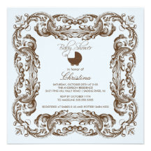 Invitación azul de la fiesta de bienvenida al bebé
