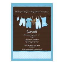 Invitación azul de la fiesta de bienvenida al bebé
