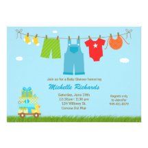 Invitación azul de la fiesta de bienvenida al bebé