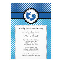 Invitación azul de la fiesta de bienvenida al bebé
