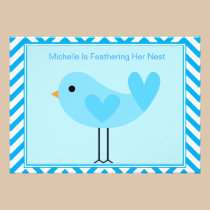 Invitación azul de la fiesta de bienvenida al bebé invitaciones