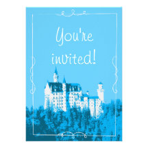 Invitación azul de la fiesta de cumpleaños del cas