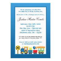 invitación azul de la fiesta de cumpleaños del tre