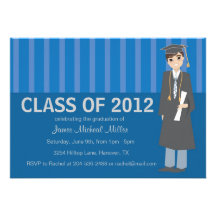 Invitación azul de la fiesta de graduación