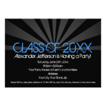 Invitación azul de la fiesta de graduación del pro