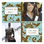 Invitación azul de la graduación de la aguamarina 