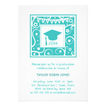 Invitación azul de la graduación del trullo modern