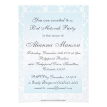 Invitación azul de lujo de Mitzvah del palo del da
