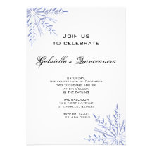 Invitación azul de Quinceanera del copo de nieve d