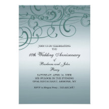 Invitación azul del aniversario de boda del remoli