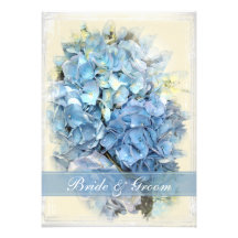 Invitación azul del boda de la flor del Hydrangea