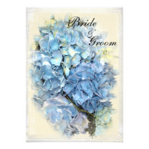 Invitación azul del boda de la flor del Hydrangea
