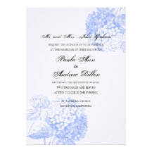 Invitación azul del boda del Hydrangea