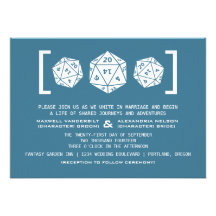Invitación azul del boda del videojugador de los d