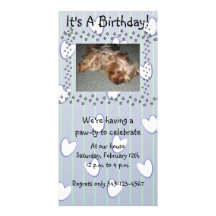 Invitación azul del cumpleaños de la impresión de  tarjeta personal