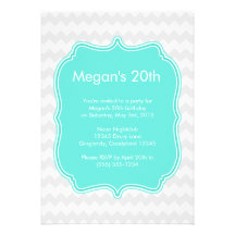 Invitación azul del cumpleaños de Quatrefoil Chevr