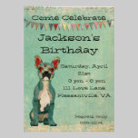 Invitación azul del cumpleaños del dogo francés invitaciones