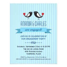 Invitación azul del fiesta de compromiso de los Lo