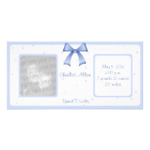 Invitación azul del nacimiento de la foto del luna tarjeta fotografica personalizada