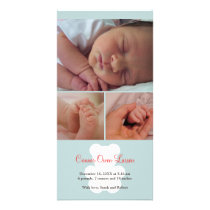 Invitación azul del nacimiento del bebé del montaj tarjetas fotograficas