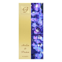 Invitación azul del programa del boda de la flor d