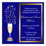 Invitación azul elegante de la fiesta de aniversar