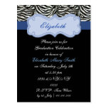 invitación azul elegante de la fiesta de graduació tarjetas postales