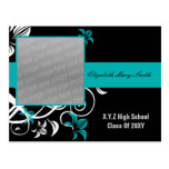 invitación azul elegante de la graduación de la fo tarjetas postales