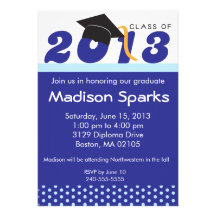 Invitación azul marino del punto de la graduación 