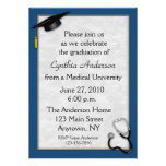 Invitación azul médica de la graduación