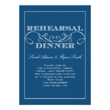 Invitación azul moderna de la cena del ensayo del 