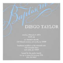 Invitación azul moderna del bautismo