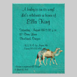 Invitación azul soñadora del bebé de los camellos invitaciones