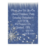 Invitación azul y blanca de la fiesta de Navidad