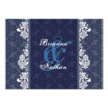 Invitación azul y blanca del boda del damasco invitaciones