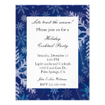 Invitación azul y blanca del copo de nieve