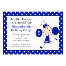 Invitación azul y blanca del cumpleaños de la aleg
