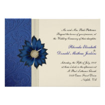 Invitación azul y poner crema bonita del boda invitaciones