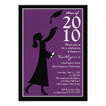 Invitación azul y púrpura de moda de la graduación