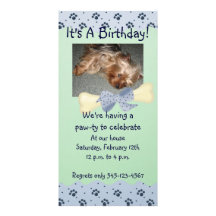 Invitación azul y verde del cumpleaños de la impre tarjeta fotográfica personalizada