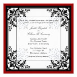 Invitación barroca negra, blanca, y roja del boda