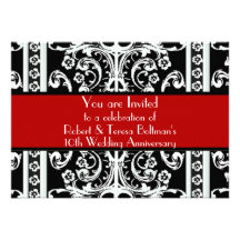 Invitación barroca negra, blanca, y roja formal