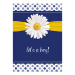 Invitación blanca azul de la fiesta de bienvenida 