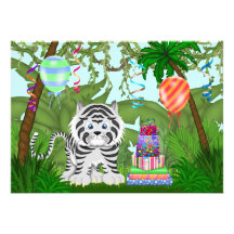 Invitación blanca de la fiesta de cumpleaños del t