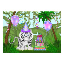 Invitación blanca de la fiesta de cumpleaños del t